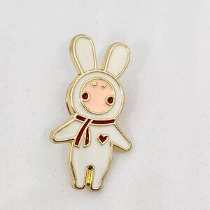 Bunny Astronaut Metal Enamel Pin Gold Tone Backing Lapel Backpack Hat Brooch